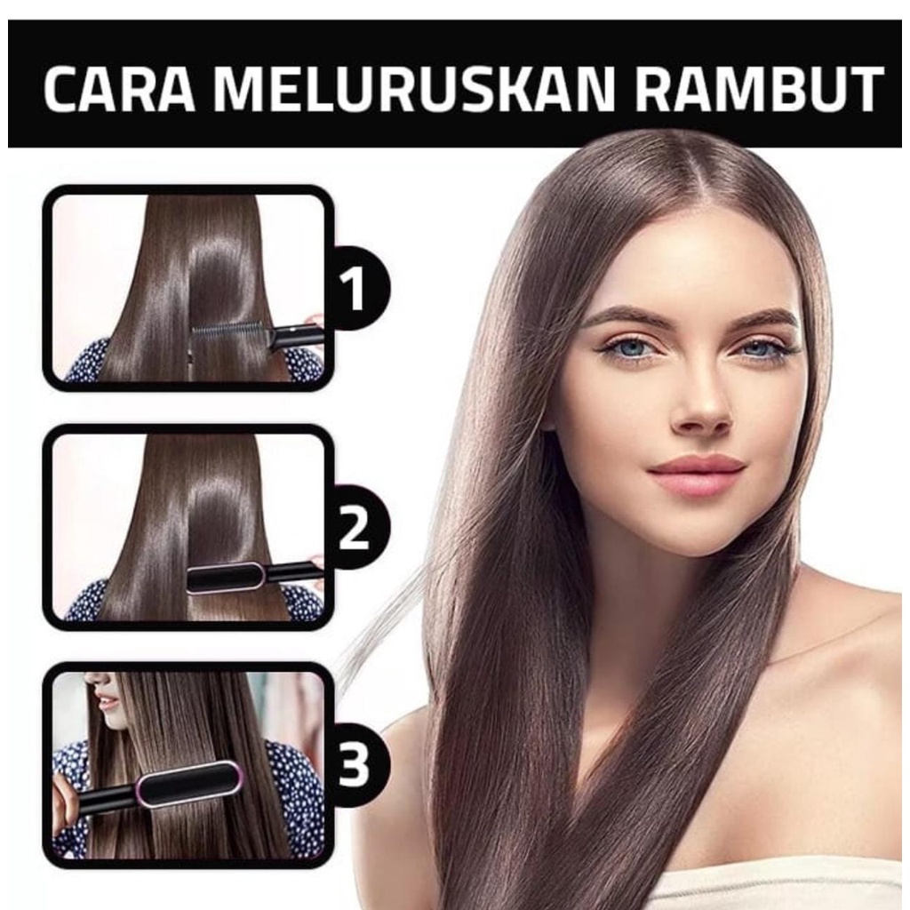 Sisir Catokan FH909 Sisir Catok Pelurus Rambut Hair Straghtener Curler 2in1 Keriting Lurus Sisir Listrik - Sisir Hair Straightener Curler