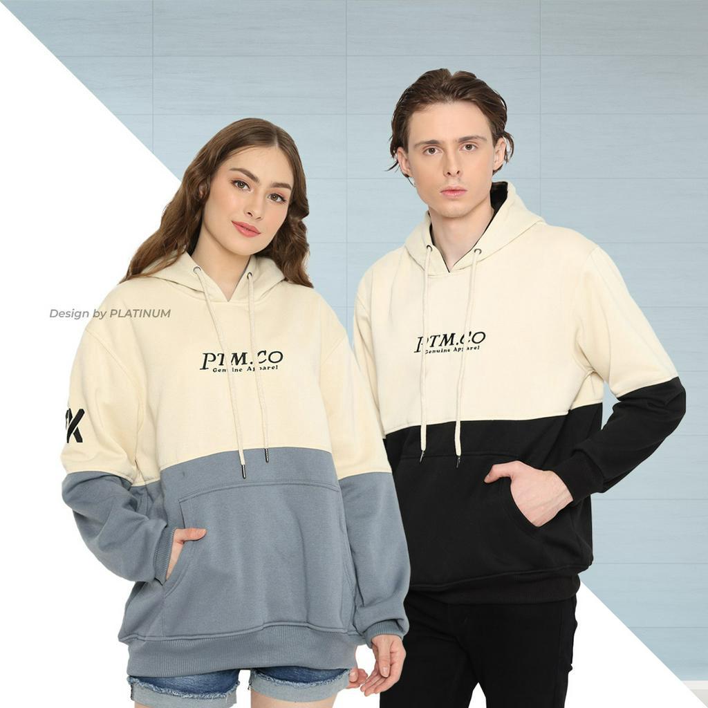 PLATINUM WORLD Hoodie Kombinasi Premium 9X Pria &amp; Wanita - Jaket Sweater Couple Jumbo M - L - XL - XXL F2