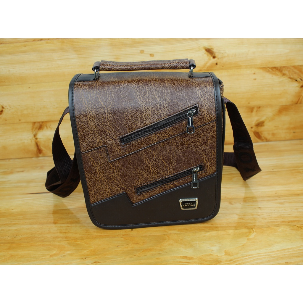 Tas Polo Amstar 10'Inchi Bahan Kulit PU Leather Tas Selempang Kulit Tas Pria