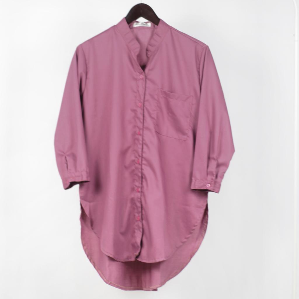 Kemeja Tunik Polos / Kemeja Wanita / Kemeja Polos / Kemeja Kerja / Bahan Toyobo-Pink