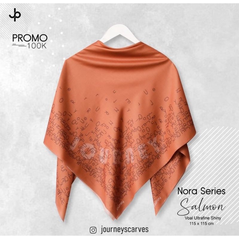 HIJAB SEGI EMPAT JOURNEY SCARVES NORA SERIES SALMON VOAL SHINY ORIGINAL