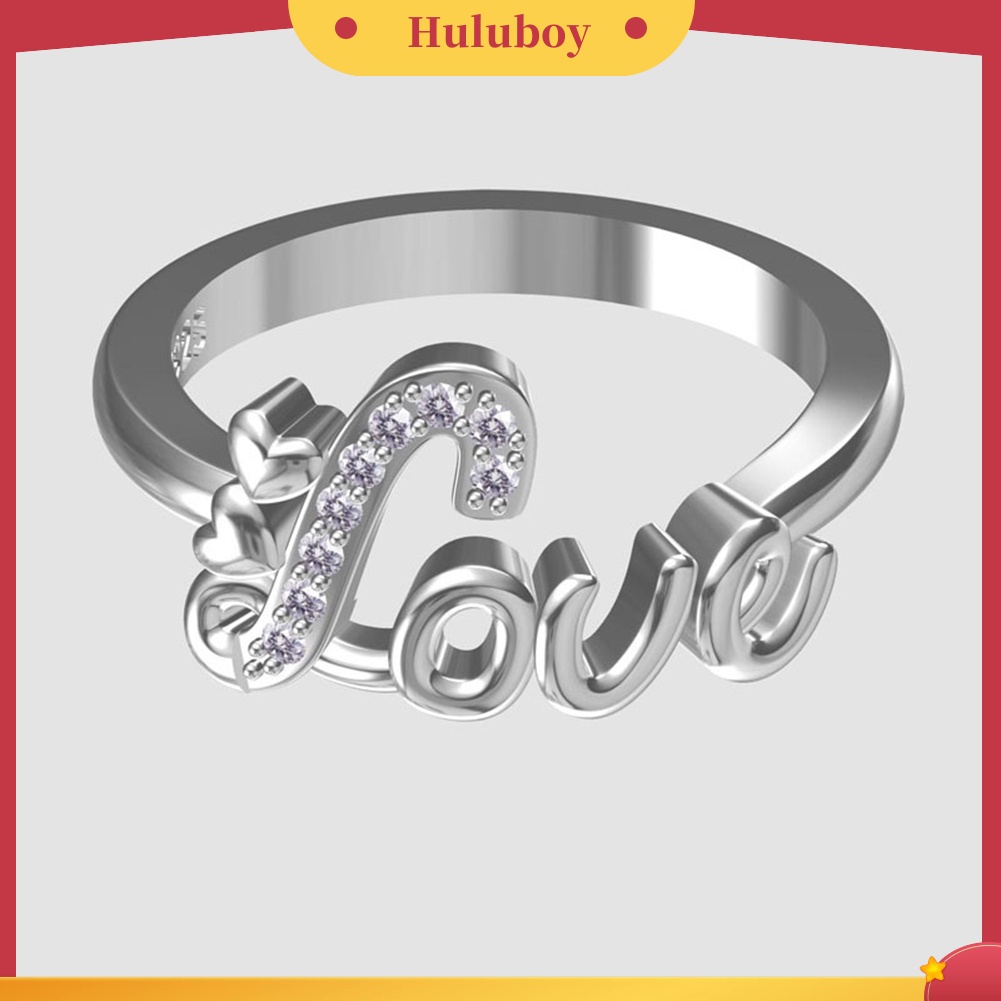 Hu Hu Hu Hu Hu Alat Bantu Pasang Kacamata♡ Cincin Berlian Imitasi Motif Tulisan Love Untuk Wanita