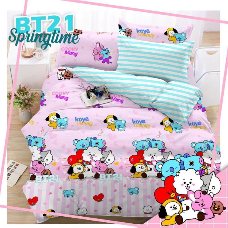 sprei BT 21 (spring time) pink