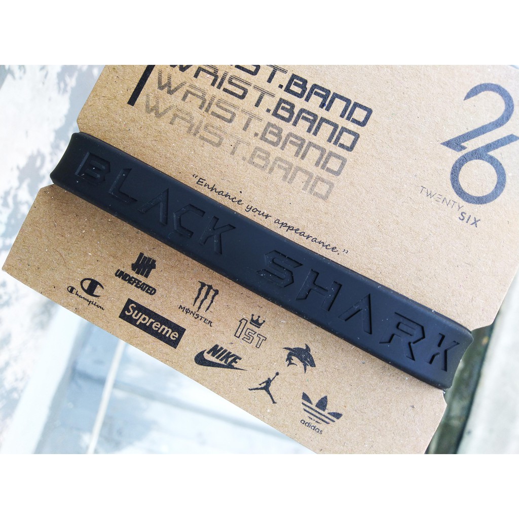 BLACK SHARK BRACELET GELANG KARET PRIA GAME SPORT S-ORANGE GLOW IN DARK