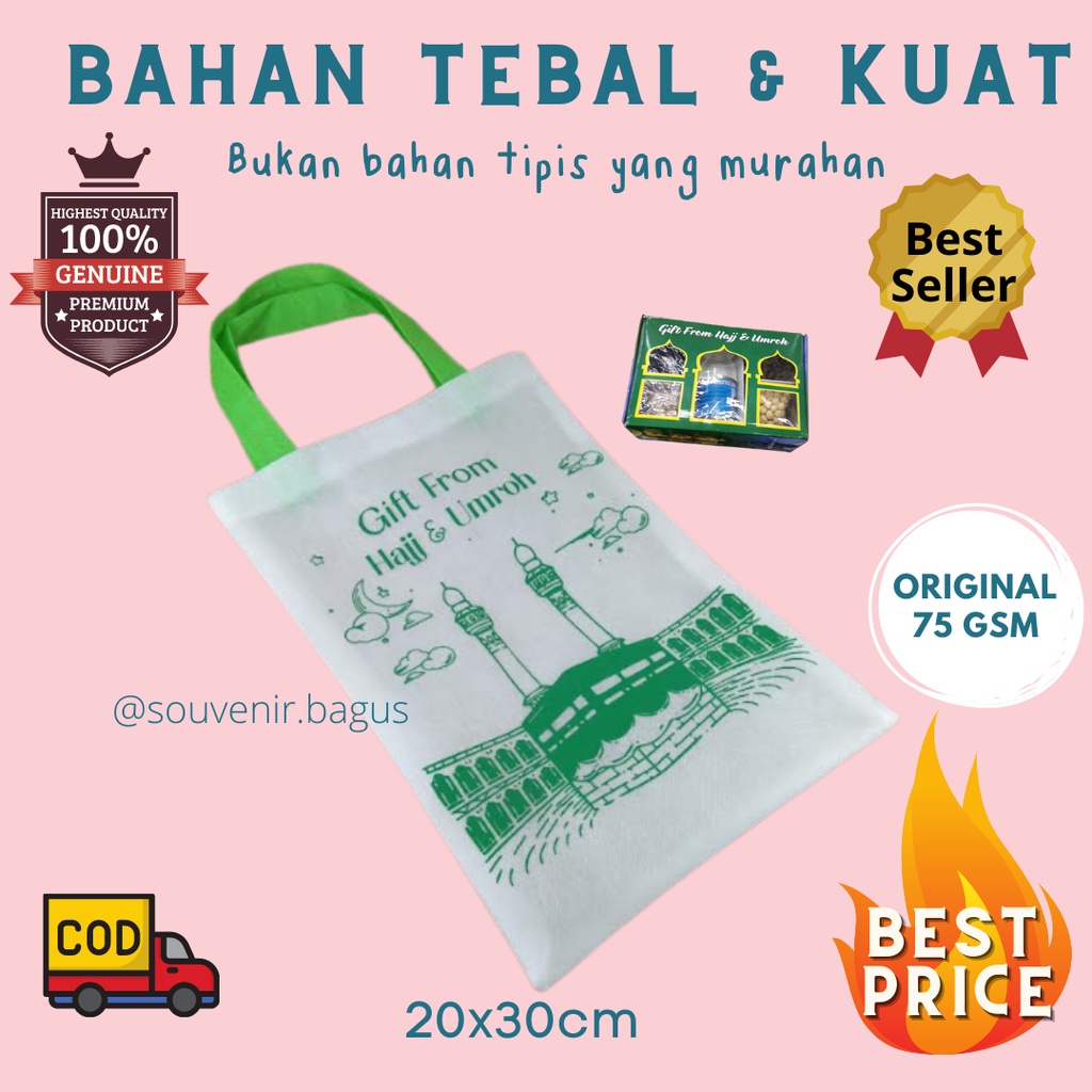 Tas Souvenir Haji Umroh Oleh Oleh Goodie Bag Haji Umroh Manasik Haji Mabrur Arab Mekah Madinah Gifts Jakarta Kudus Murah 20x30cm Ready Stock