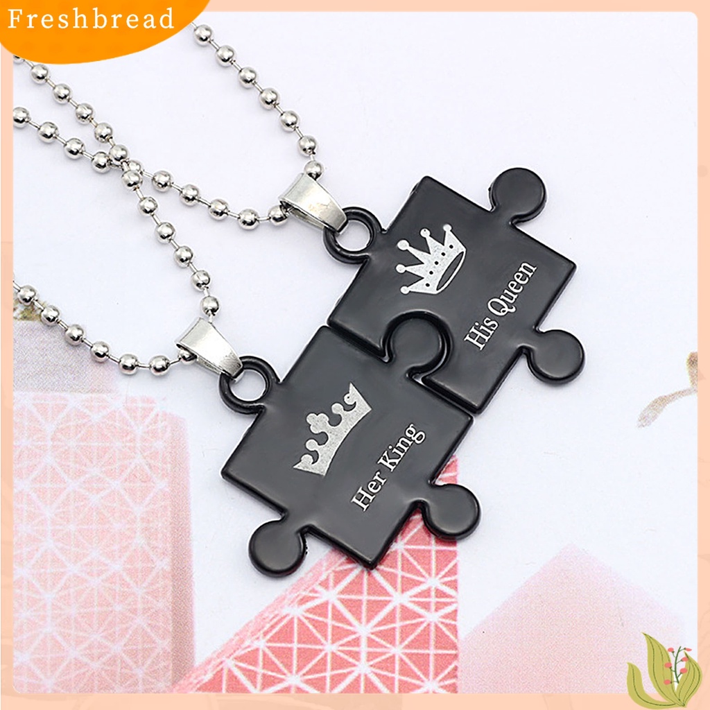 Terlaris 2Pcs Her King His Queen Letter Couple Face Pendant Heart Necklace Jewelry Gift