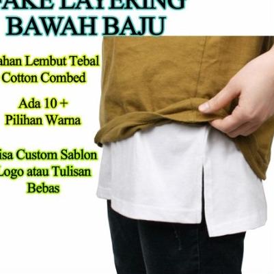 Terlaris.. 2 Pcs Fake Layering Bottom Shirt Pelapis kaos