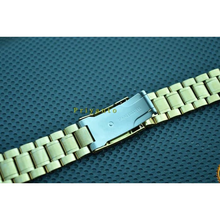 TALI JAM RANTAI 18 20 22mmMETAL STAINLESS STELL THICK WATCH STRAP GOLD