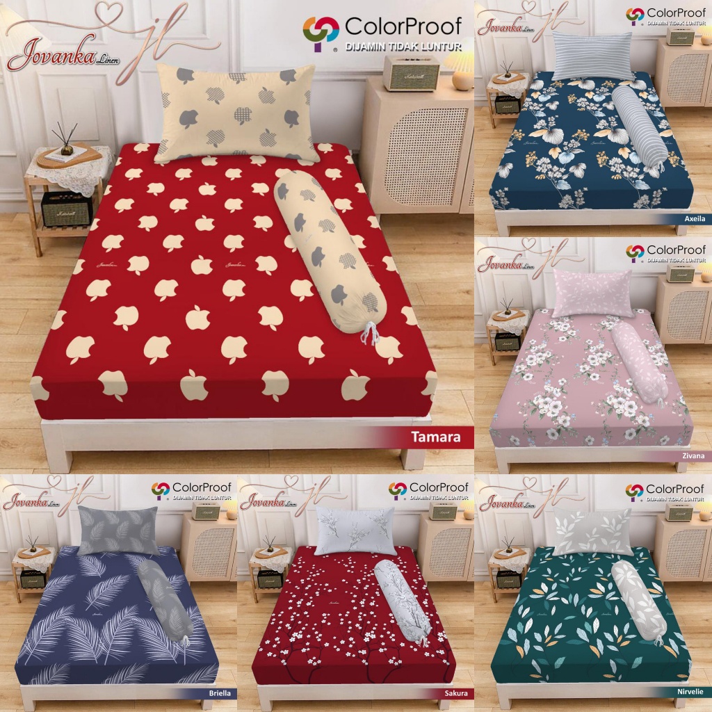 Jovanka - Sprei Flat 120/160/180 Single Queen King By FATA Motif Tamara Sakura Briella Axeila Jovely