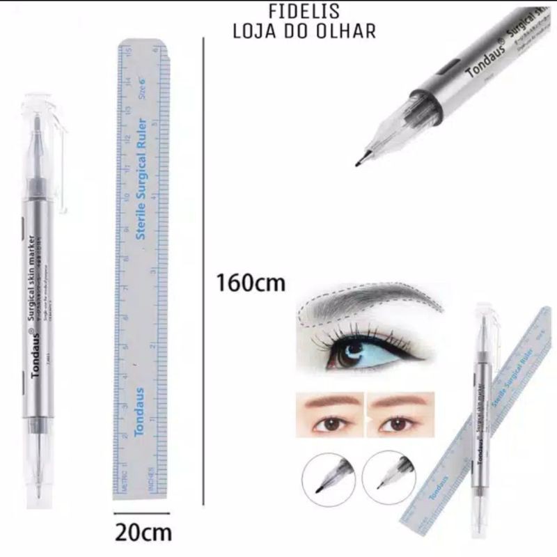 

EYEBROW PEN MARKER TONDAUS SURGICAL SKIN MARKER WITH RULER TATTOO