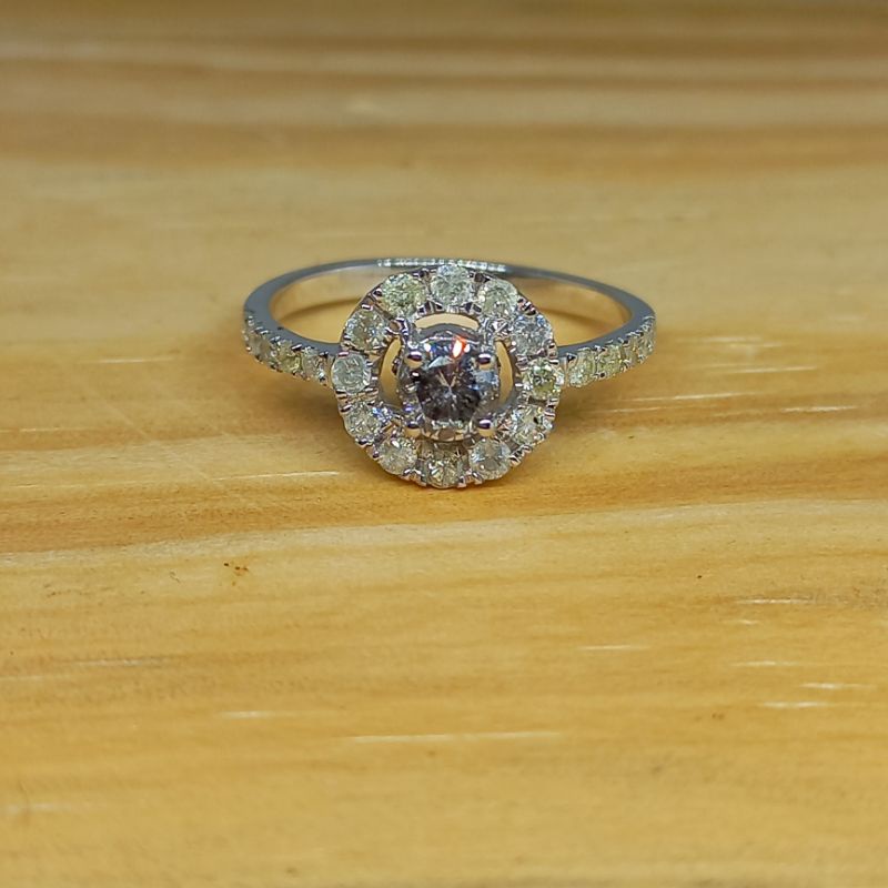 Cincin Emas Putih Wanita Berlian Asli Eropa