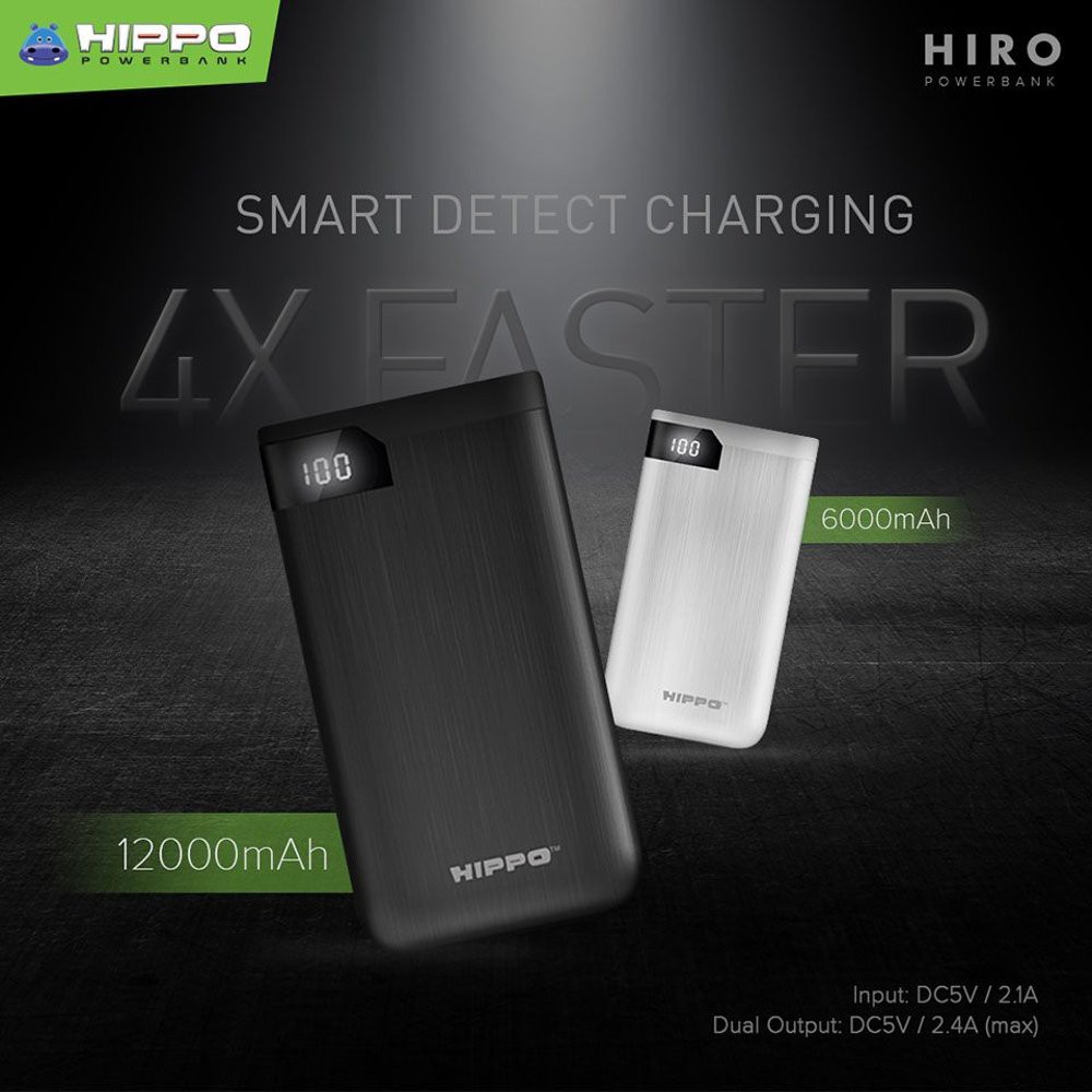 Hippo Power Bank Hiro 6000MAH Powerbank 6000 MAh Original Garansi Resmi Ori Hipo