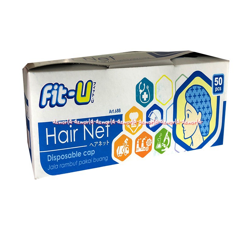 Fit U Hair Net Disposable Cap 50pcs Hair Cap Penutup Kepala Rambut