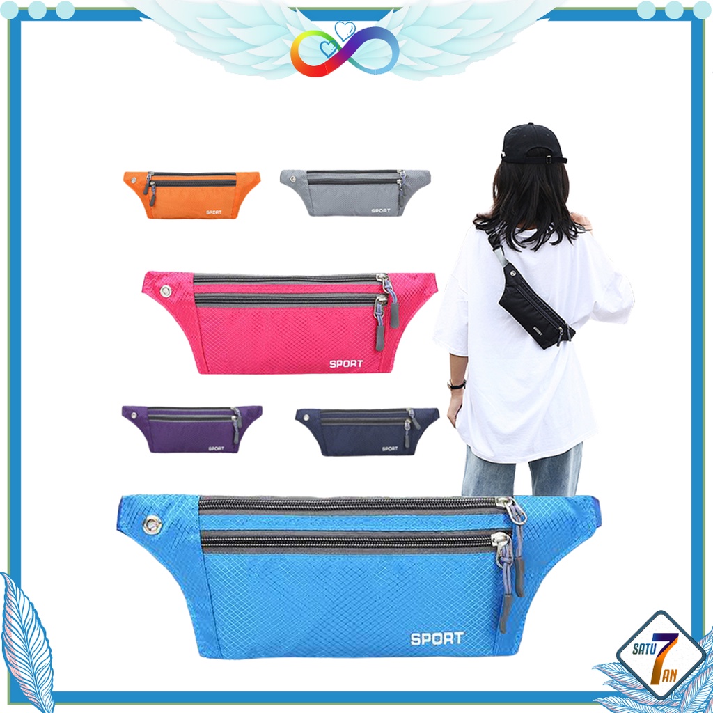 Tas Pinggang Pria Wanita Unisex Sport Waistbag Olahraga Gym Satu7an T16