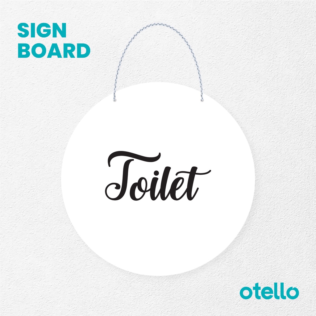 Otello Sign Tulisan Toilet Latin Signage Board Acrylic Papan Gantung Akrilik Rantai Petunjuk Toko Modern Minimalist Kafe Restoran Kantor Gedung Cafe