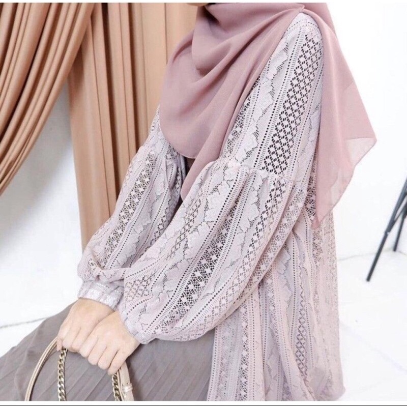 Bisa cod///Cardigan Burkat premium lengan balon /cardigan burkat premium murah /cardigan brukat murah/ cardigan import