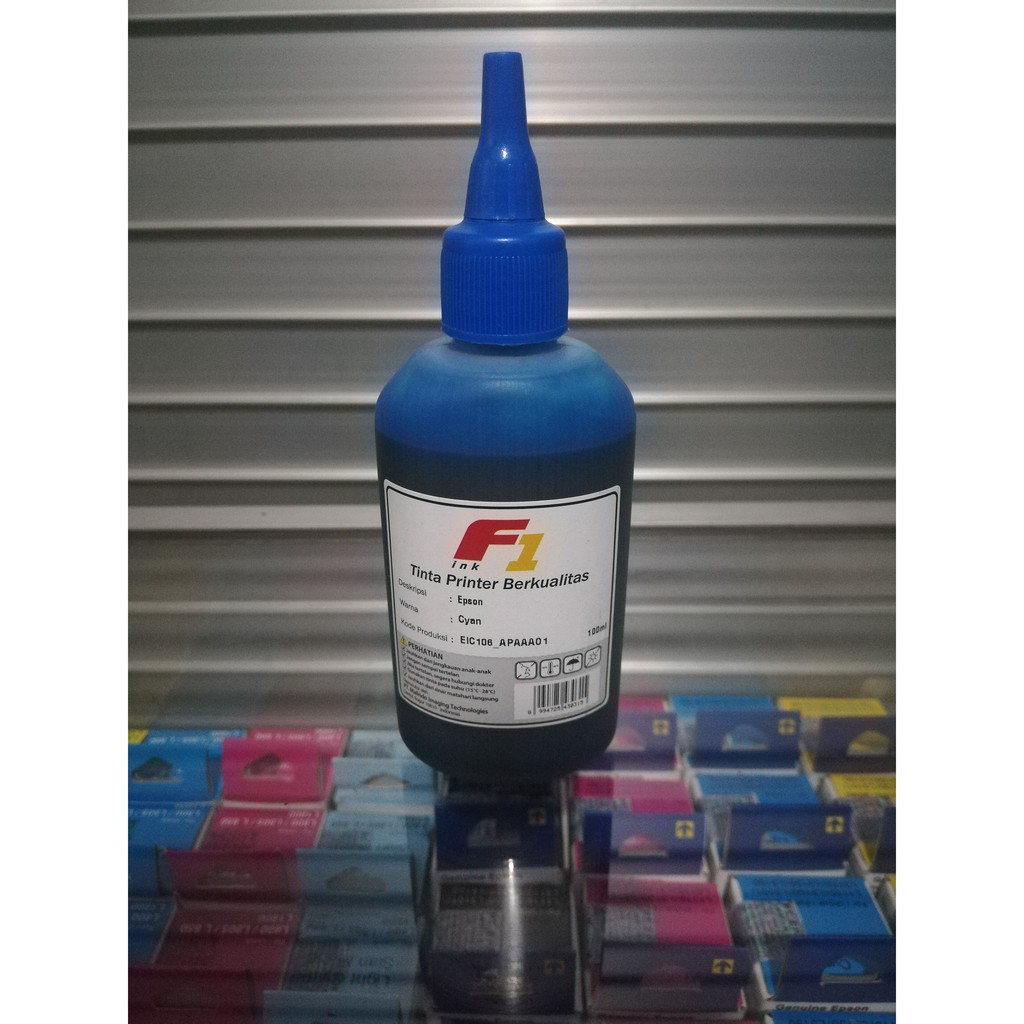 Tinta Refill Dye Base F1 Cyan Biru 100ml Printer Epson L100 L110 L120 L200 L210 L220 L300 L310 L800