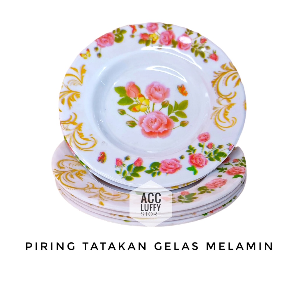 Satu Lusin Piring Tatakan Gelas Melamin Motif - tatakan gelas Anti Panas -Tatakan gelas