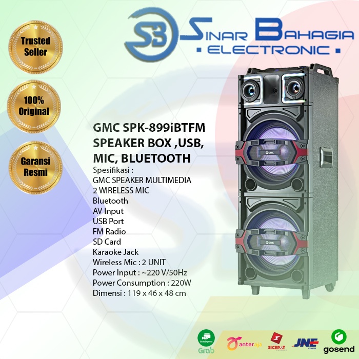 GMC SPK-899iBTFM SPEAKER BOX ,USB, MIC BLUETOOTH (NEW)