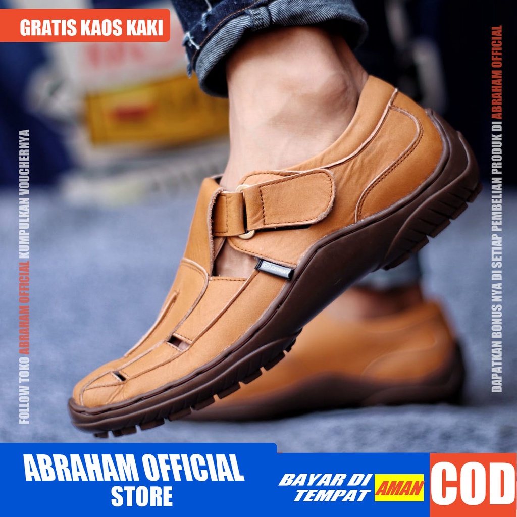 ABRHM DRAKEN Sepatu Slip On Pria Sepatu Pria Casual Kulit Asli Sepatu Casual Pria Ori Cowo / Cowok Sepatu Kasual Slop Anti Slip Semi Formal Kerja Kuliah Gaya Santai Keren Kekinian Original Murah Terlaris