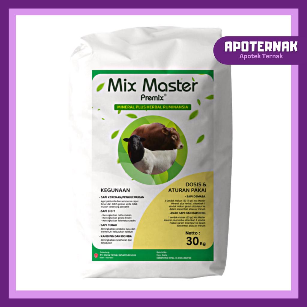 MIX MASTER PREMIX MINERAL PLUS HERBAL RUMINANSIA 1 Sak 30 Kg | Premix Mineral Herbal Untuk Sapi Kambing Domba