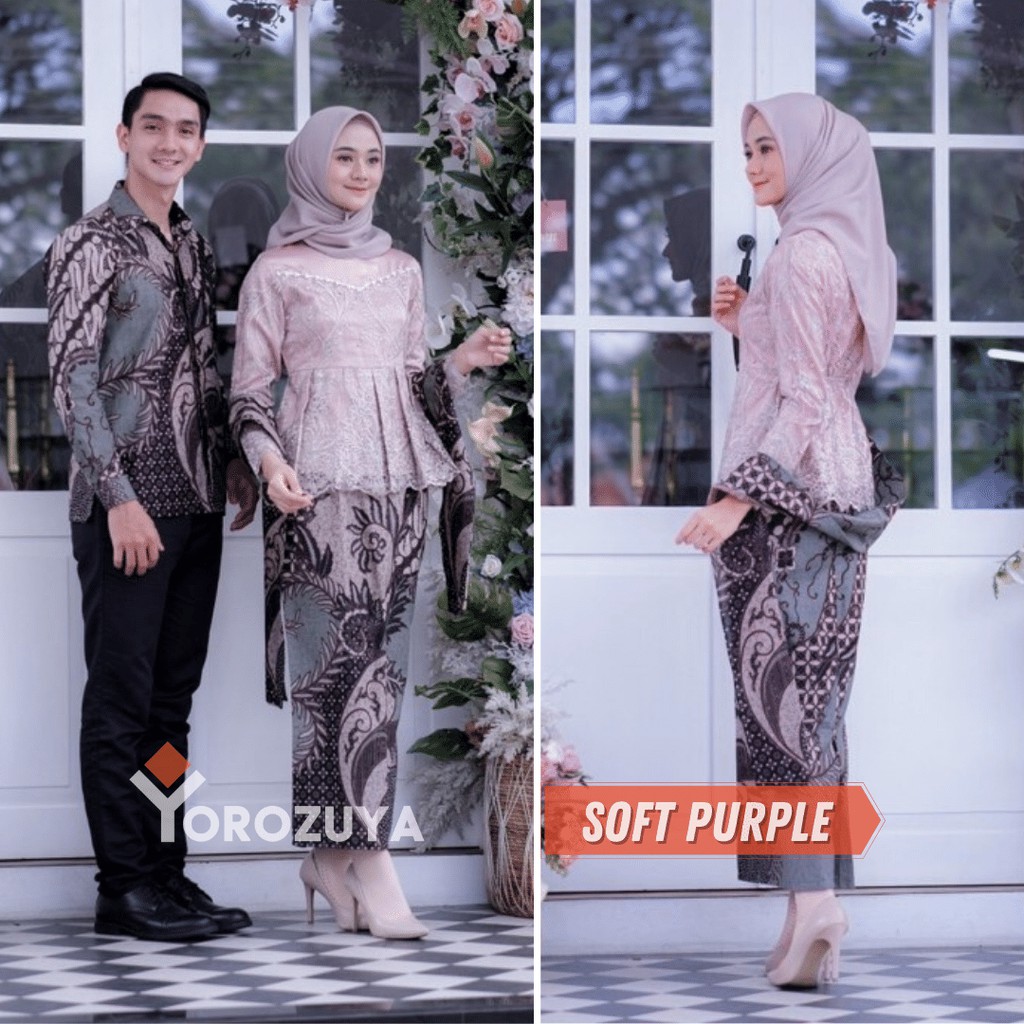 BATIK COUPLE KEBAYA TUNANGAN MODERN BRUKAT TERBARU 2021 PASANGAN SUAMI ISTRI BAJU COUPLE LAMARAN PAS
