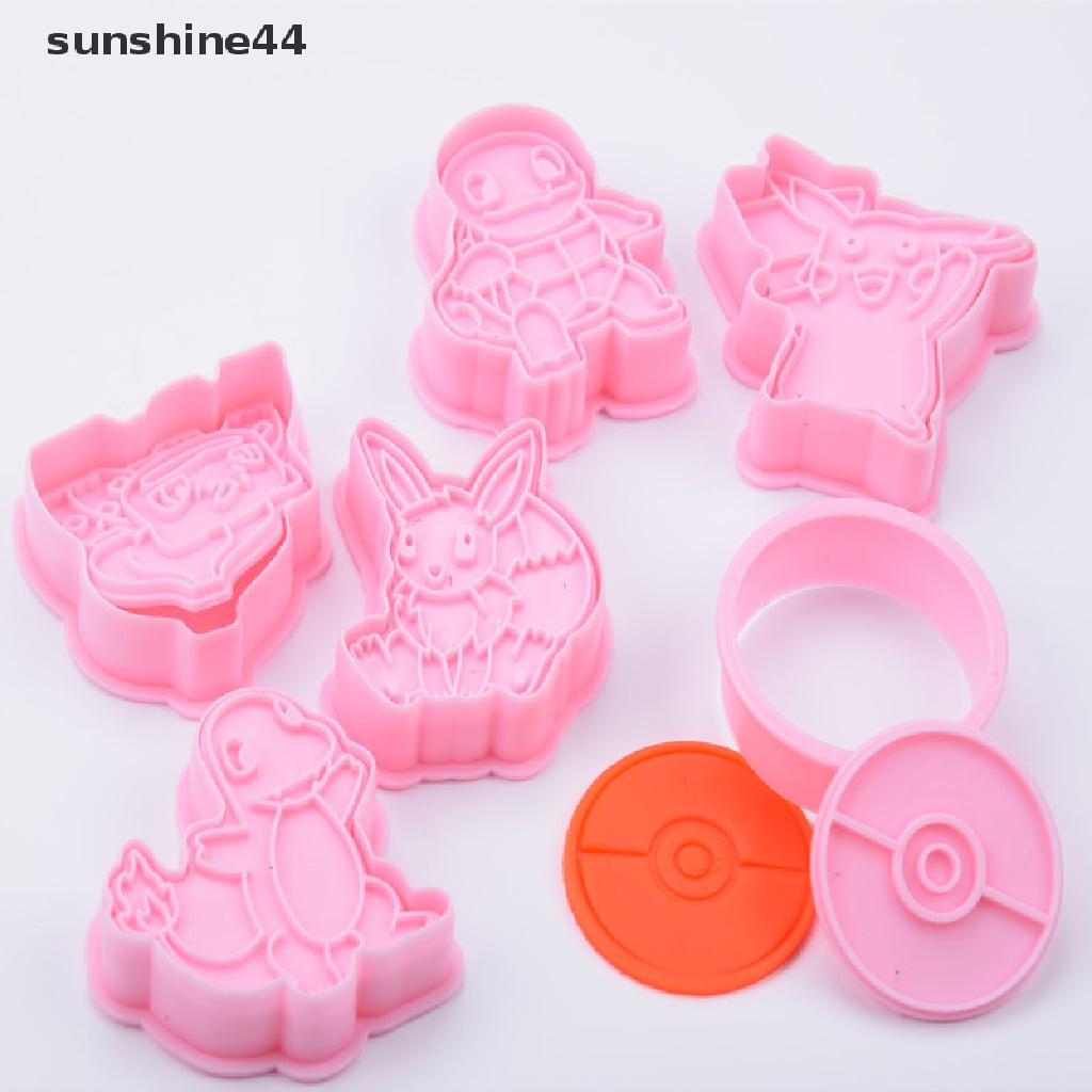 Sunshine 6PCS Cetakan Resin / Polymer Clay DIY Bentuk Pokemon Bahan Silikon