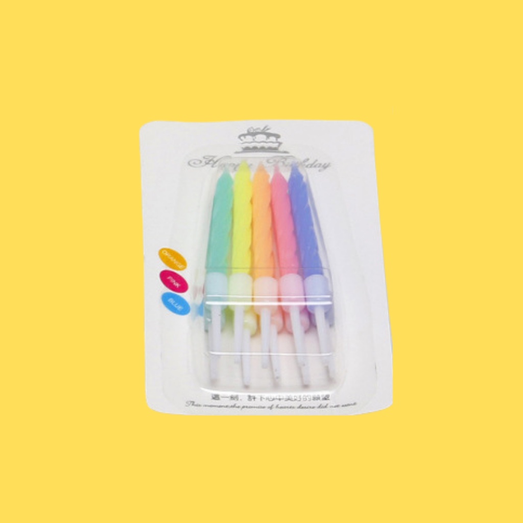 Lilin Ulang Tahun Ulir Spiral Pendek Pastel isi 10 pcs