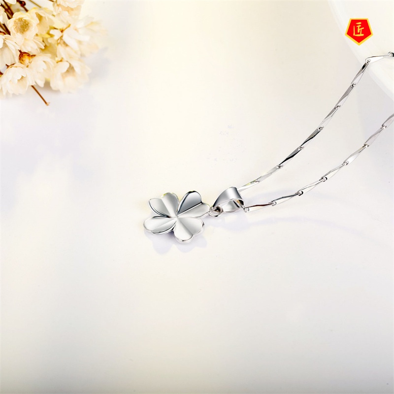 [Ready Stock]Korean Retro Simple Four-Leaf Clover Women's Necklace Fashion