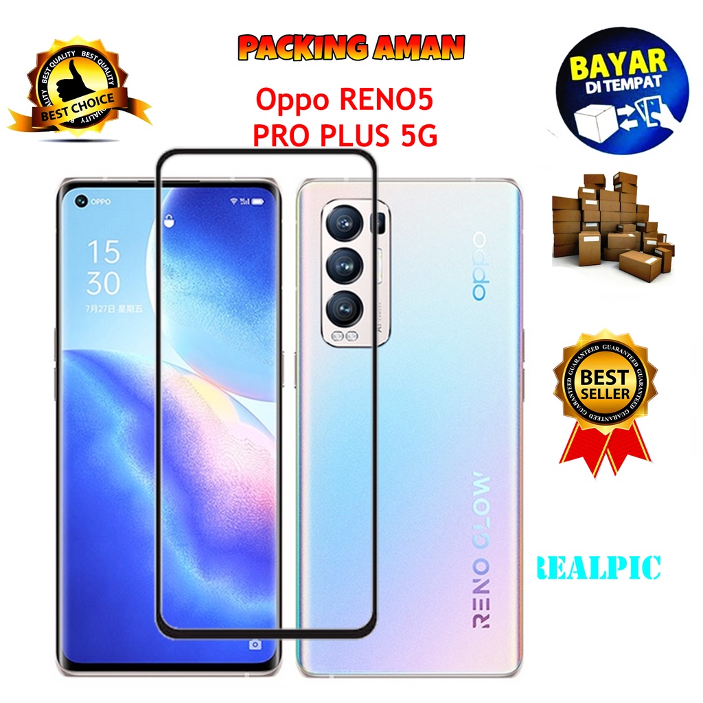 Tempered Glass Oppo Reno5 Pro Plus 5G 2021 Full Cover / Full Screen Protector Anti Gores