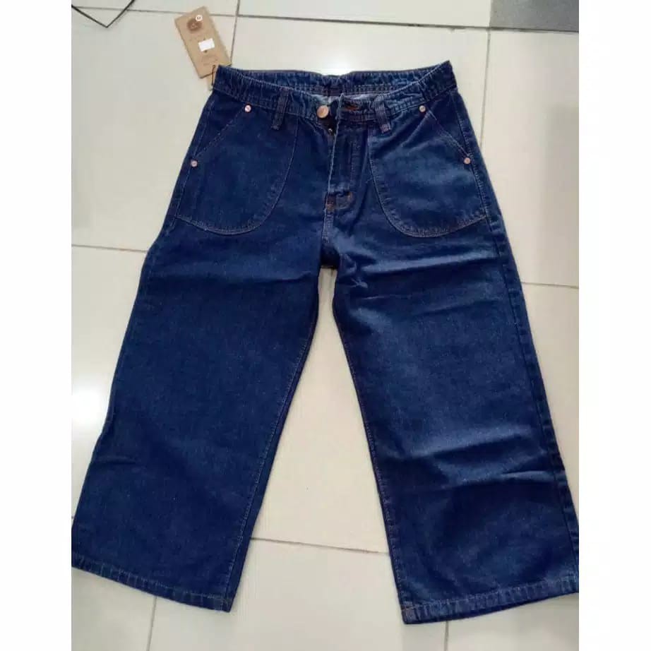 ( Bisa COD ) Asia Mode - Celana Jeans Kulot Polos 7/9 Wanita / Kulot Boyfriend Lepis Loose 7/9 / Celana Jins Kaki Lebar / Kaki Besar / Kaki Gede 7/8-2