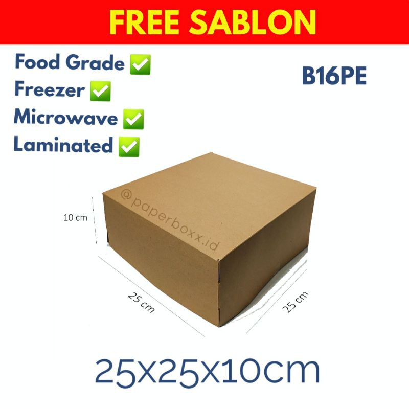 Download 25x25x10cm Min 30pcs Paper Box Laminated Cake Kue Packaging Kemasan Makanan Food Grade B16pe Shopee Indonesia