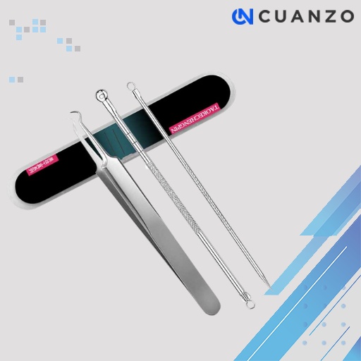 Alat Perlengkapan Komedo Jerawat Blackhead 3 PCS / Pinset Jerawat Komedo 1 Set Stainless Steel Anti Karat / Alat Pencet Jerawat Pingset Komedo Remover / Removal Kit Pembersih Pencabut Jerawat Komedo / Set Alat Pencetan Perawatan Wajah Murah Original