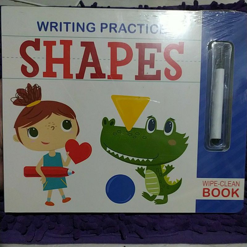 

board book+wipe clean book+marker/spidolnya: writing practice shapes