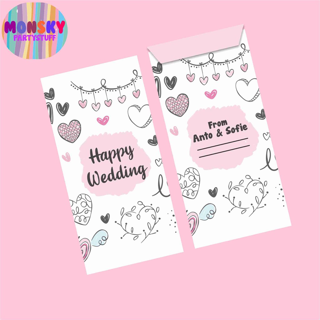 

(10 Pcs) Amplop Kondangan Angpao Wedding Custom Nama / Amplop Kekinian / Ampao Nikah