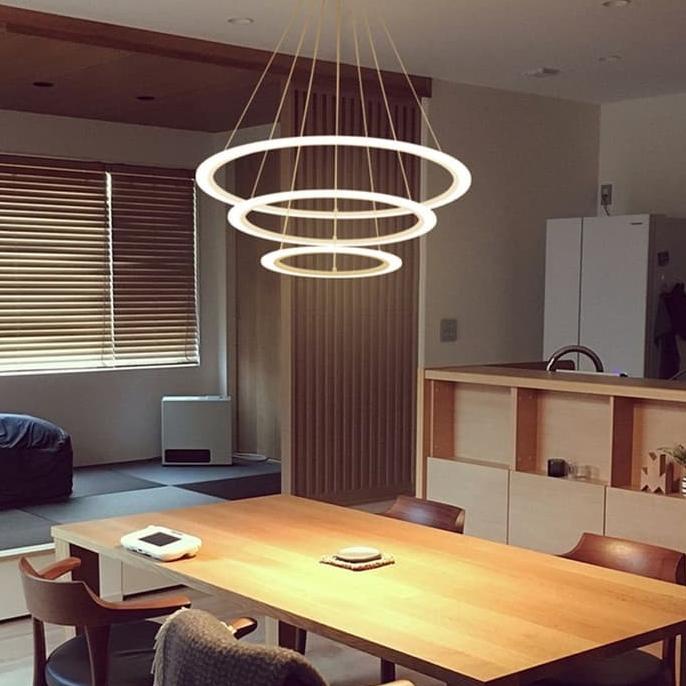 Lampu gantung hias minimalis modern 3 ring LED | Lampu