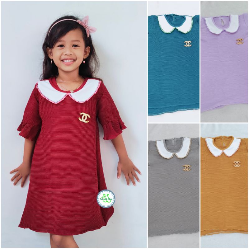 Dress Turun Naik Anak 4 5 Tahun cewek perempuan baju viral ( Dress Turnaik Chanela )