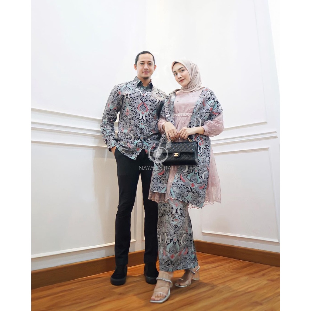 SET KEBAYA COUPLE DEVARA - TUNIK BATIK TULLE MUTIARA - KEBAYA WISUDA - KEBAYA LAMARAN - SET KEBAYA TUNIK CUFF - BATIK COUPLE MODERN