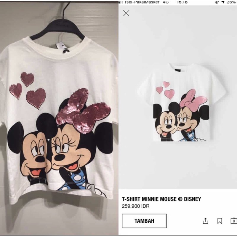 Zara Tshirt Mickey and Minnie Mouse