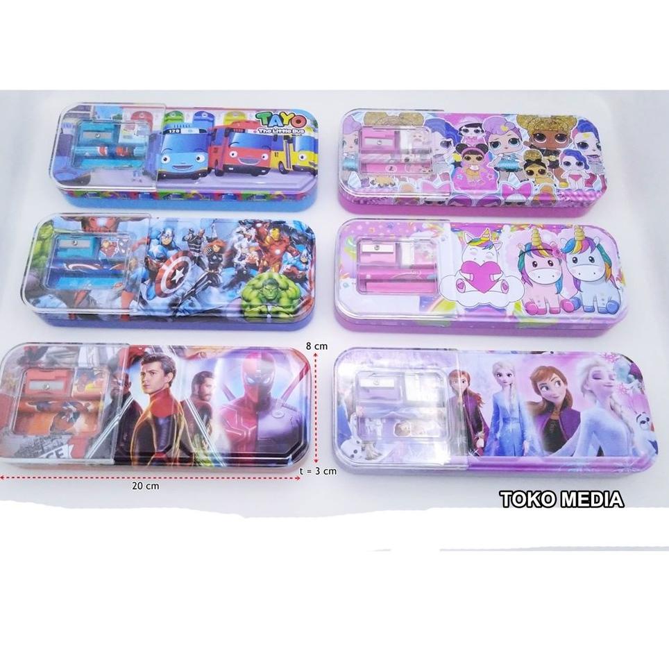 

[PRODUK BJQHU] Kotak Tempat Pensil Anak (Kaleng) Set Dengan Isi Bagus (cc-7100) 9CK