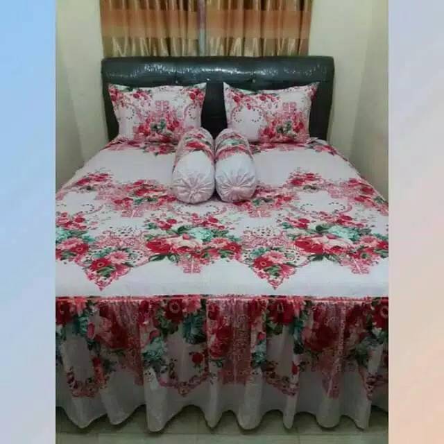 Sprei rumbai motif florence merah