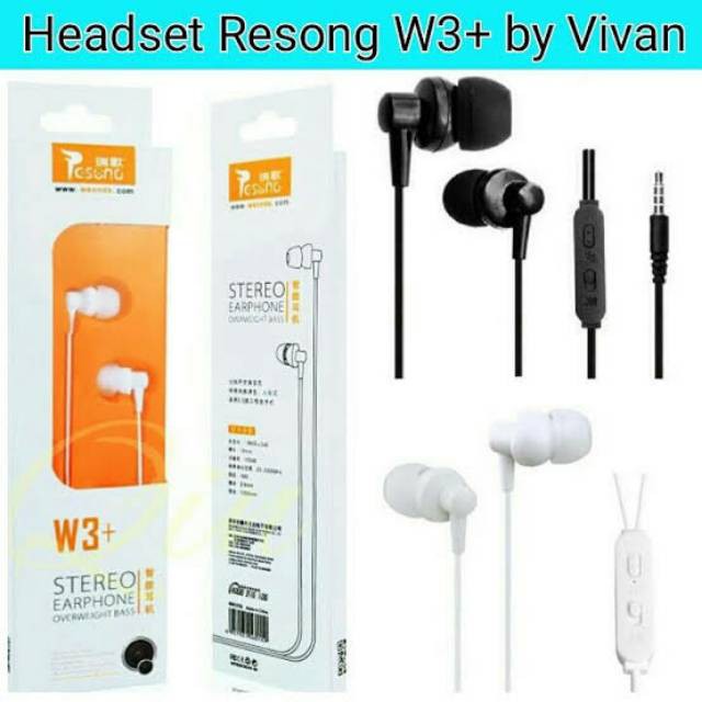 Resong W3+ Headset Earphone Handsfree by Vivan