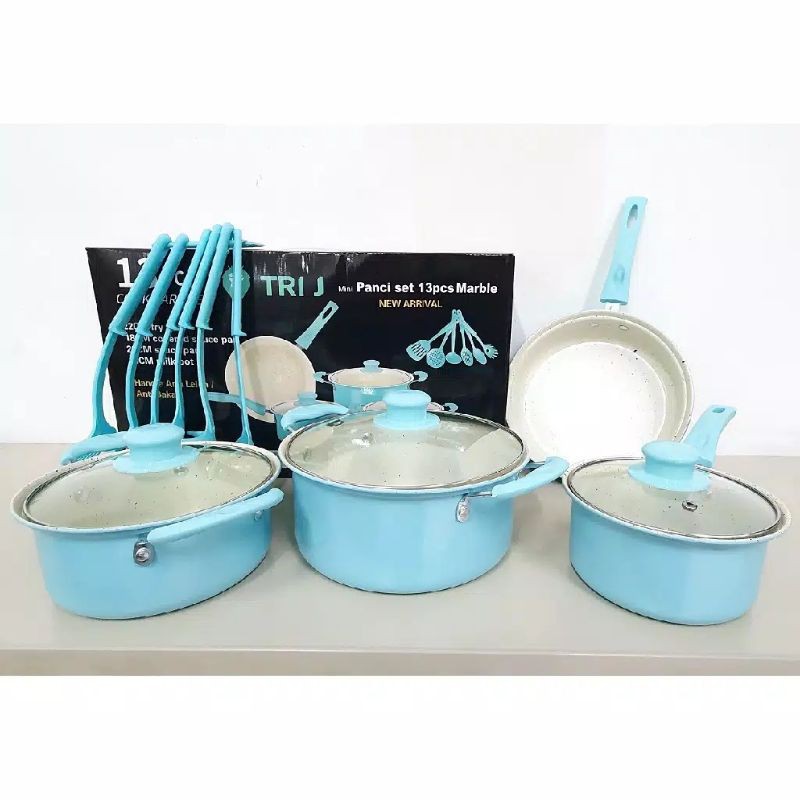 panci set TRI J 13 pcs cookwere MARBLE | Shopee Indonesia