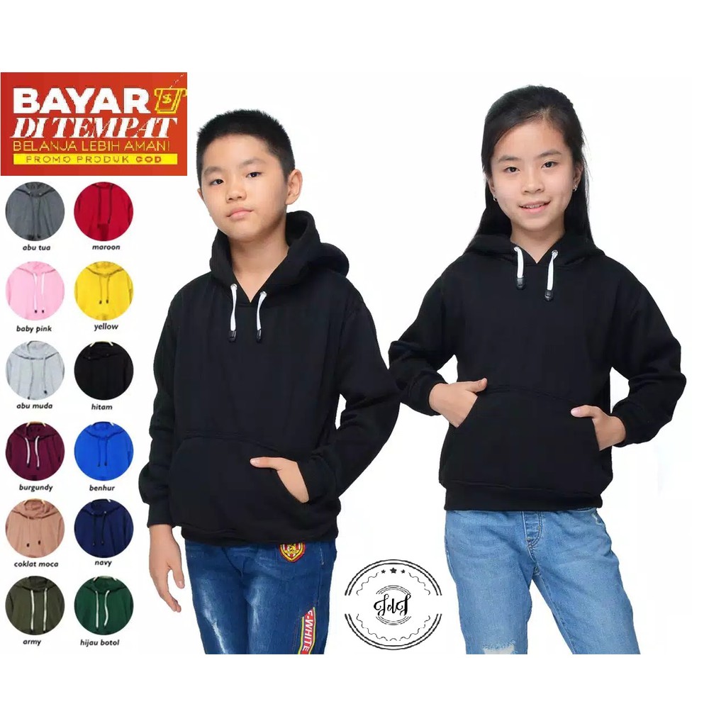 Jual SWEATER POLOS HOODIE JUMPER ANAK-ANAK DARI UMUR 5-12 TAHUN UNISEX ...