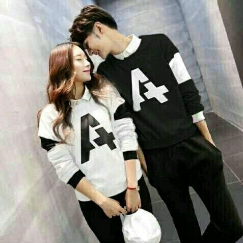 Sweater Couple / Sweater Pasangan / Baju Couple / Baju Pasangan A Hitam Putih