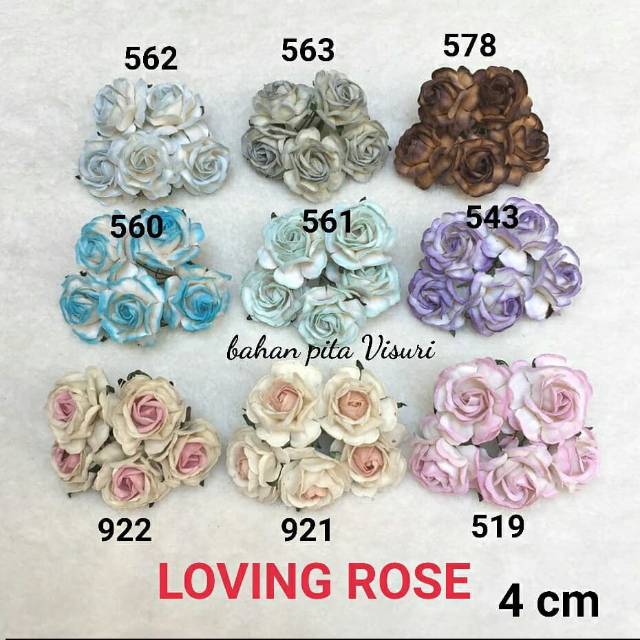 Paper Flower Loving Rose 4 cm Seri D