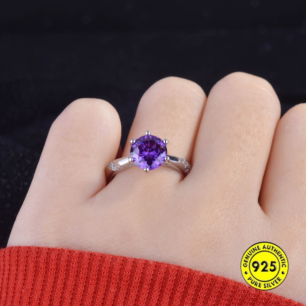 Cincin Amethyst Moissanite Model Terbuka