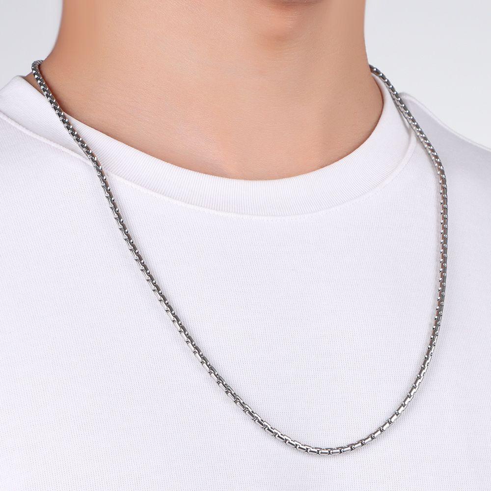 TOP Kalung Stainless Steel Pesta Warna Silver Hip Hop Statement