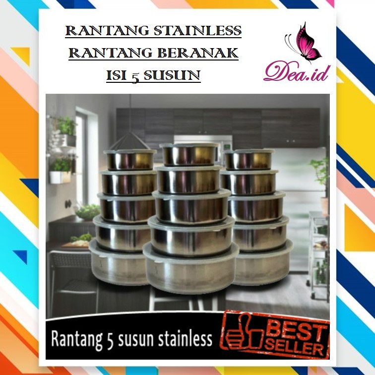 [DEASHOP][SET KITCHEN] RANTANG SUSUN 5 STAINLESS / RANTANG BERANAK FRESHBOX  STAINLESS