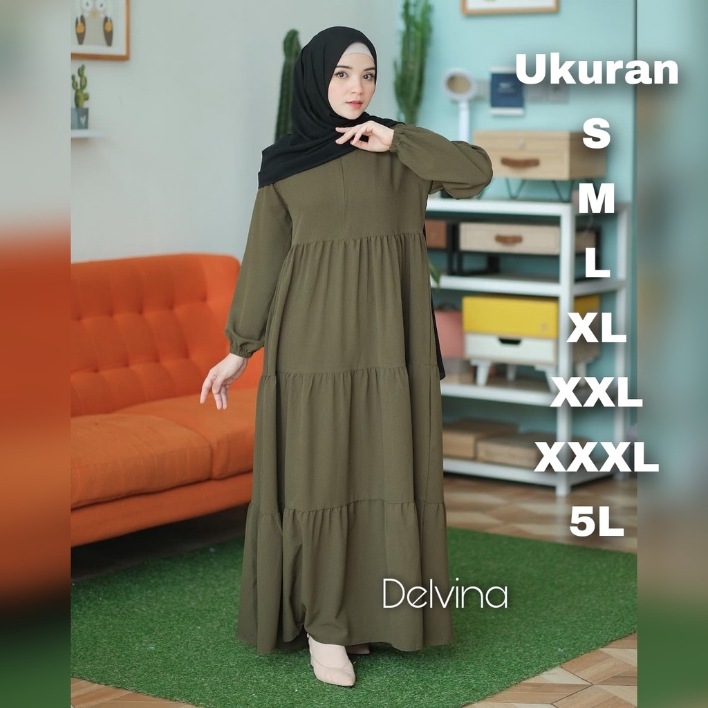 Premium series DELVINA Dress Ukuran S M L XL 2XL 3XL 4XL XXL XXXL2L 3L 4L 5L Dress Big Size Baju Gamis Jumbo Over Size